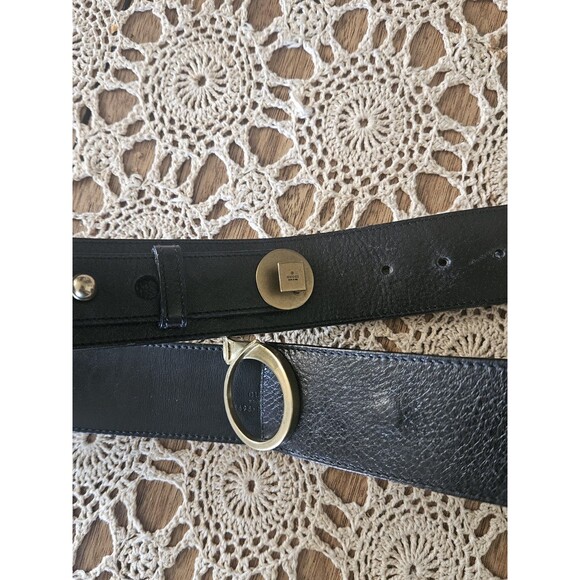 Gucci Black Leather Belt with Gold Circular Buckle - Picture 7 of 10